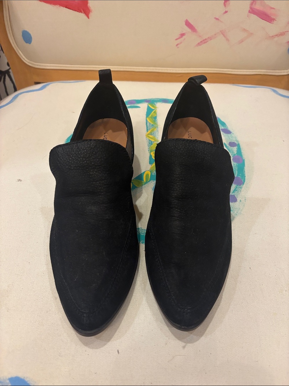 Lucky Brand Black Pointed Toe Slip-On Loafers